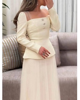 Irregular collar skirt tops 2pcs set for women