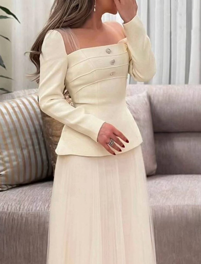 Irregular collar skirt tops 2pcs set for women