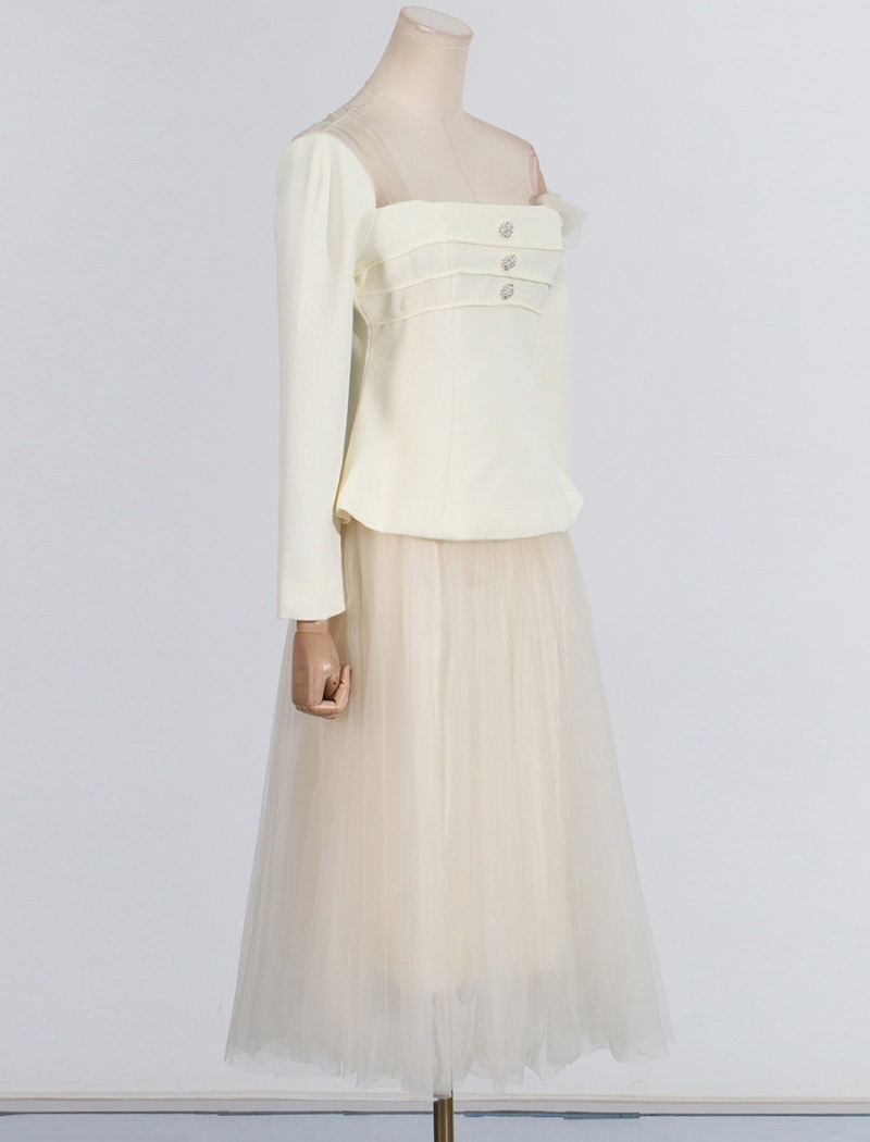 Irregular collar skirt tops 2pcs set for women