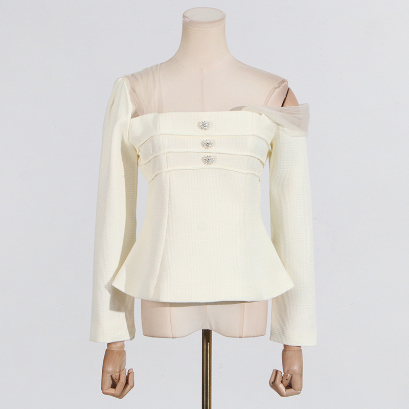 Irregular collar skirt tops 2pcs set for women