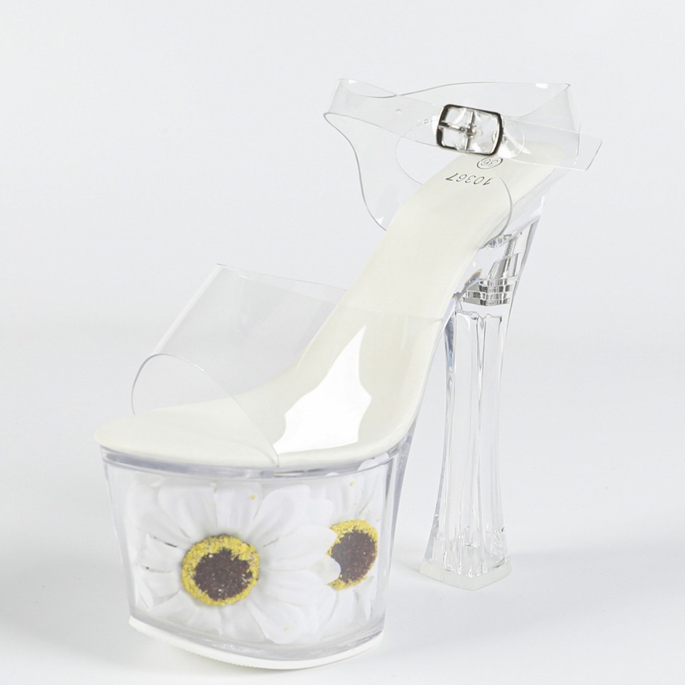 Sexy catwalk fine-root slippers high-heeled sunflower platform