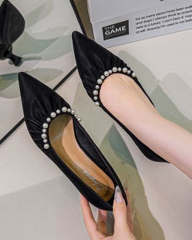 Pearl shoes spring and autumn high-heeled shoes for women