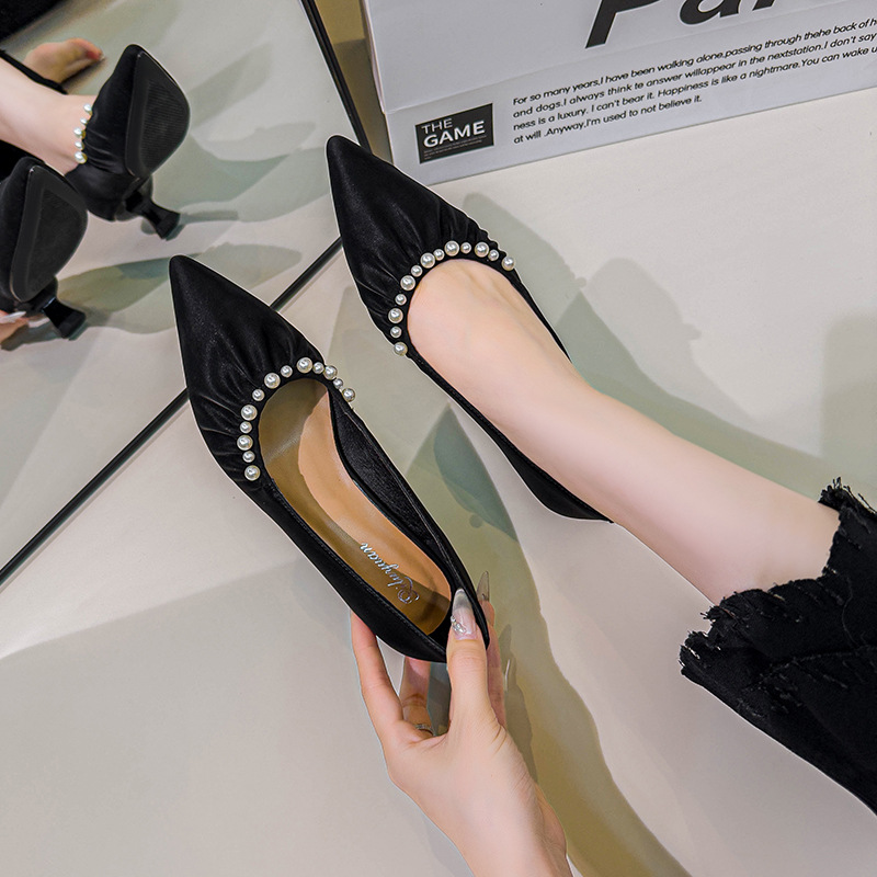 Pearl shoes spring and autumn high-heeled shoes for women