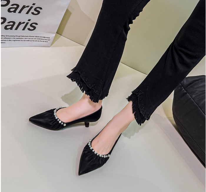 Pearl shoes spring and autumn high-heeled shoes for women