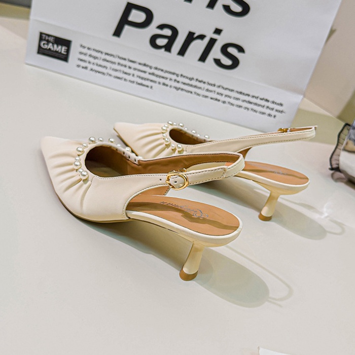 Summer low pointed high-heeled shoes France style fold shoes