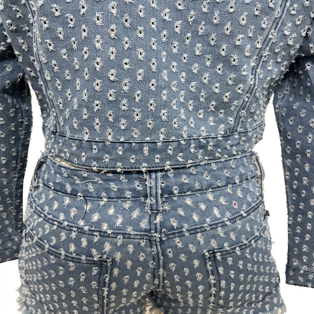 Casual holes European style short jeans a set for women