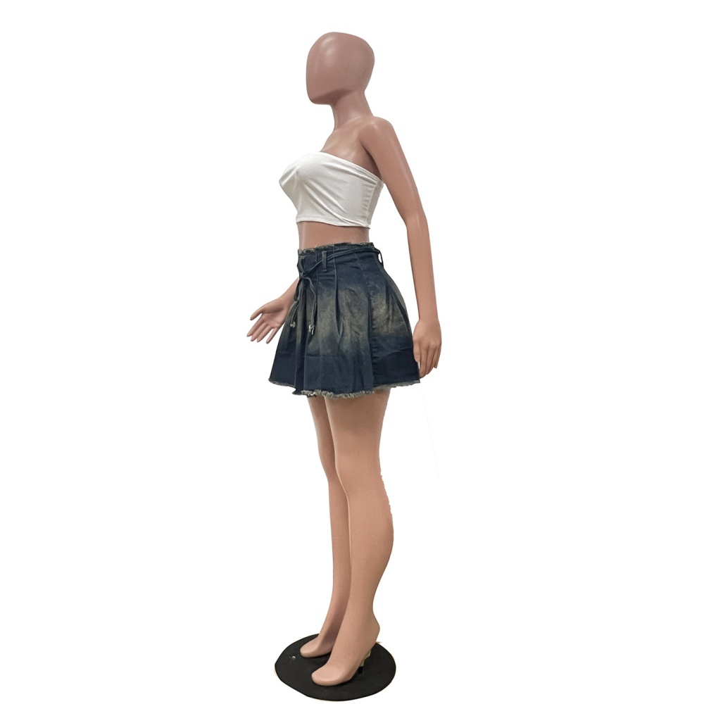 Denim Casual pleated European style washed skirt