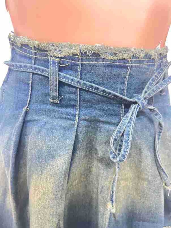 Denim Casual pleated European style washed skirt
