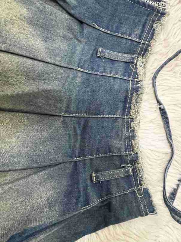Denim Casual pleated European style washed skirt
