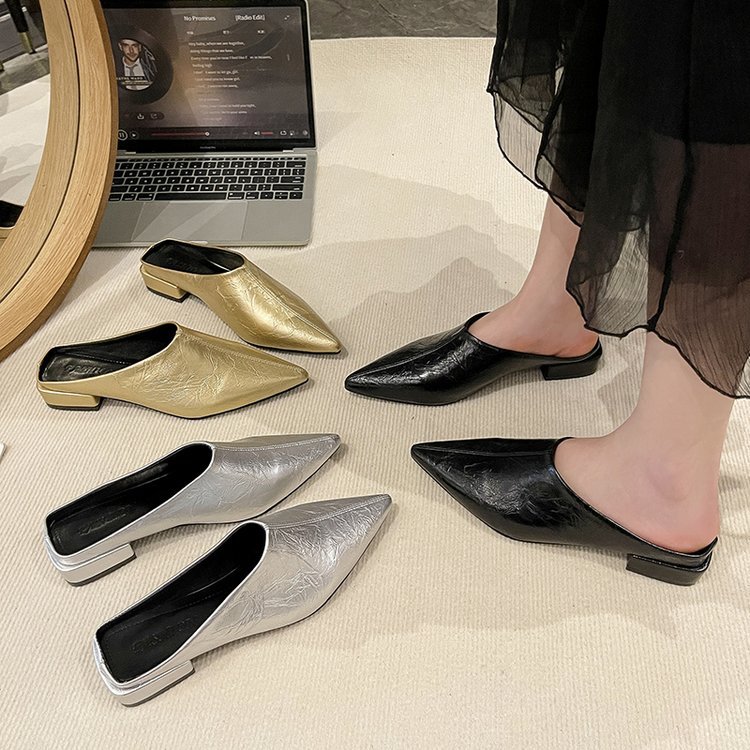 Pointed lady slippers France style summer lazy shoes for women
