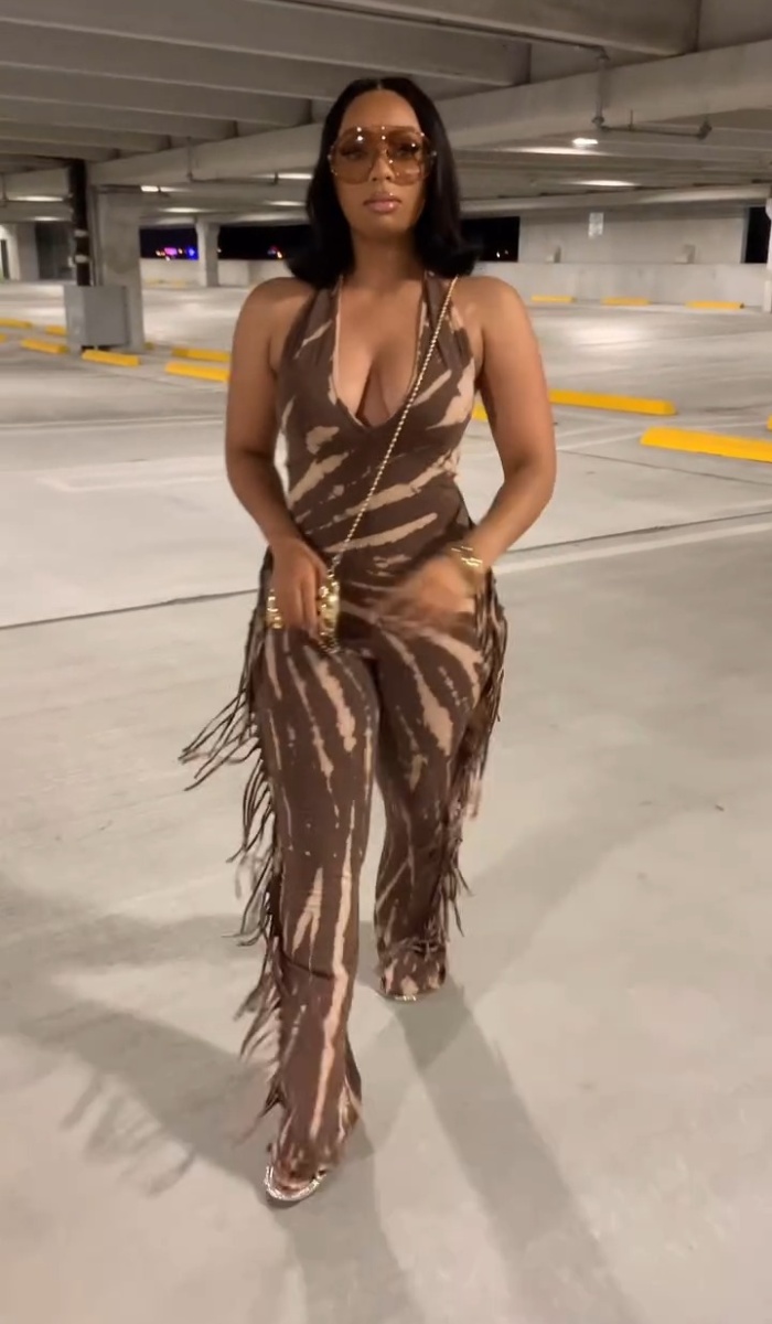 Tassels micro speaker elasticity slim sexy jumpsuit