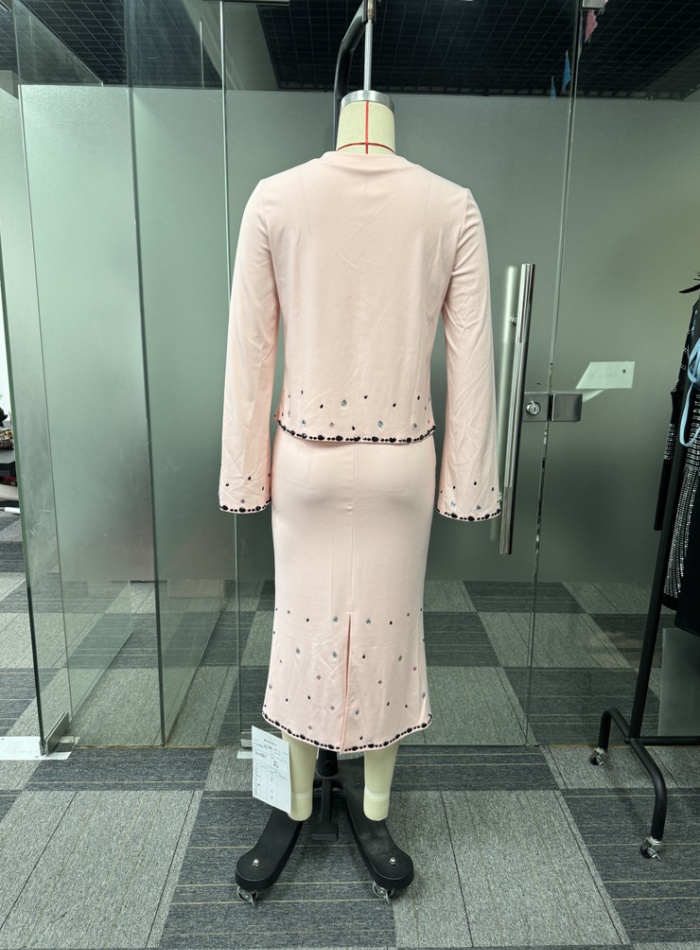 After the split package hip elegant V-neck skirt 2pcs set