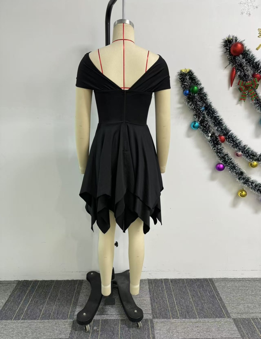 European style wrapped chest skirt hem irregular dress