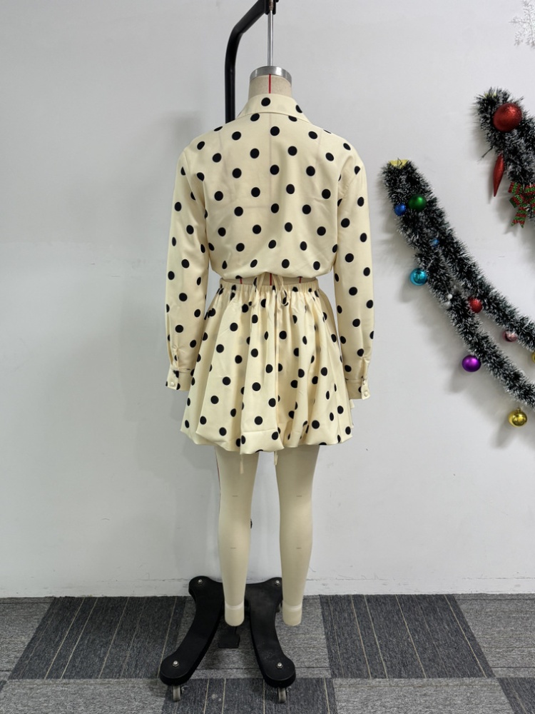 Printing bandage elegant puff skirt 2pcs set