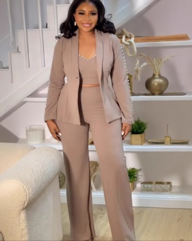 Lapel elegant European style business suit 3pcs set