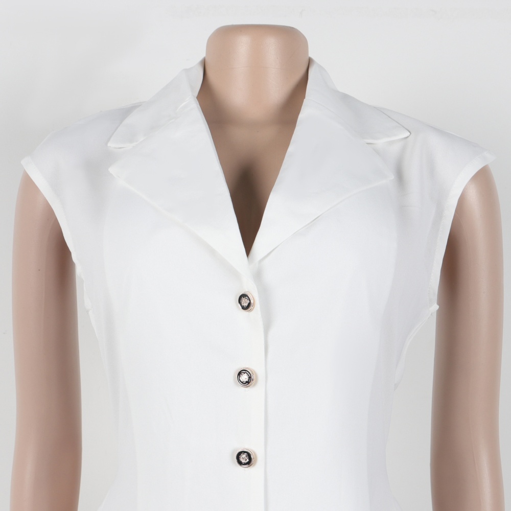 Pinched waist crimp small lapel commuting elegant dress