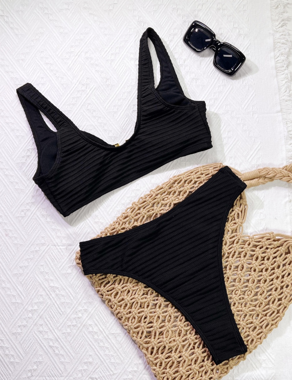 Shoulder sexy bikini pure sling separates swimsuit
