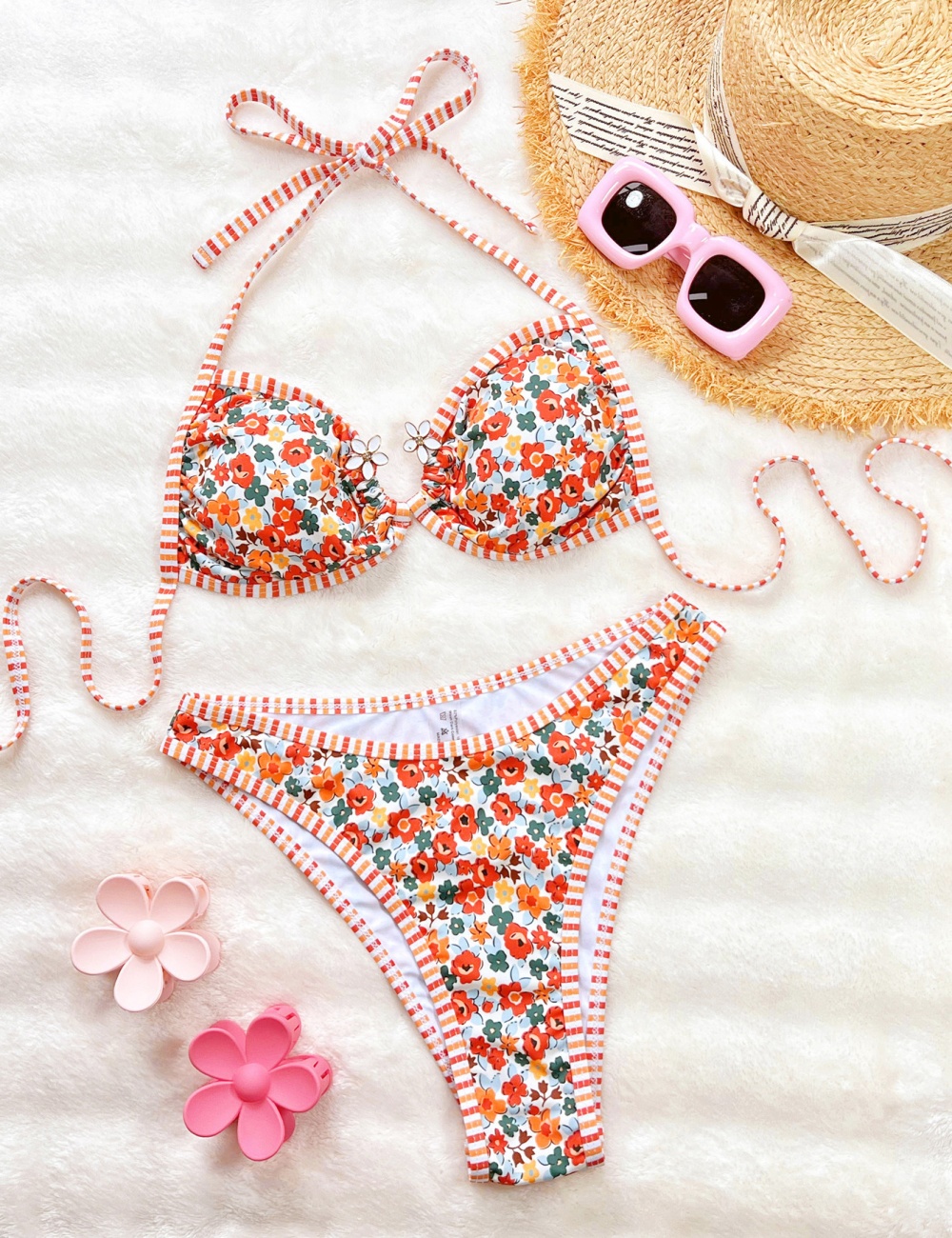 Floral bikini European style sexy swimwear for women