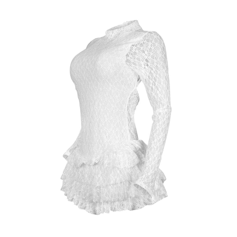 Long sleeve lace jumpsuit wood ear shorts for women