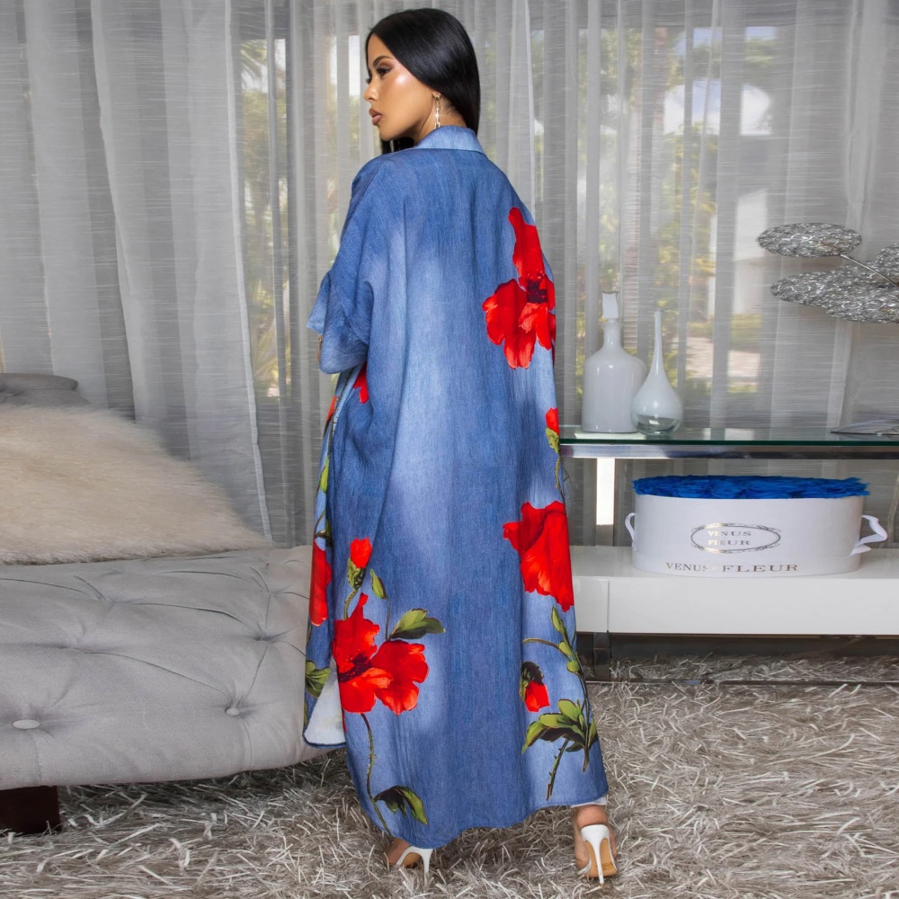 Fashion Casual cardigan European style printing coat