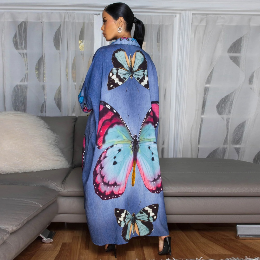 Fashion Casual cardigan European style printing coat
