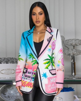 Long sleeve lapel business suit printing coat