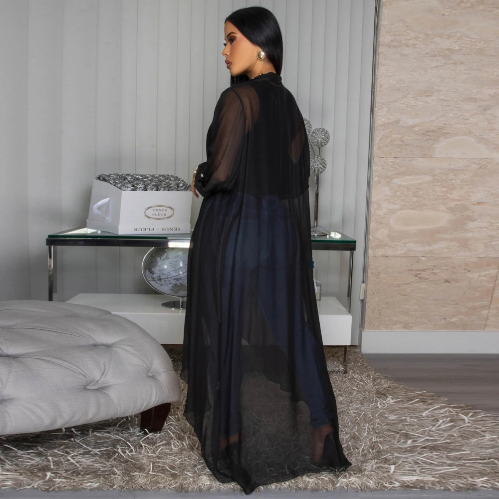 Casual sunscreen chiffon shirt European style long cardigan