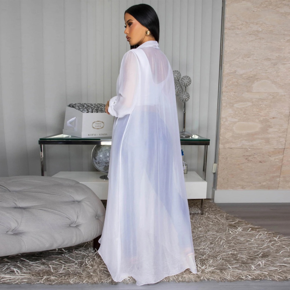 Casual sunscreen chiffon shirt European style long cardigan