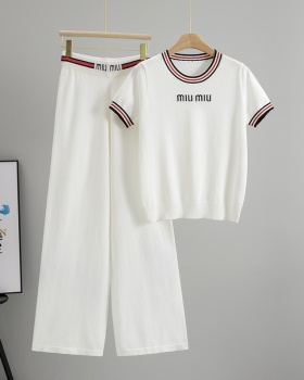 Summer wide leg pants long pants 2pcs set for women