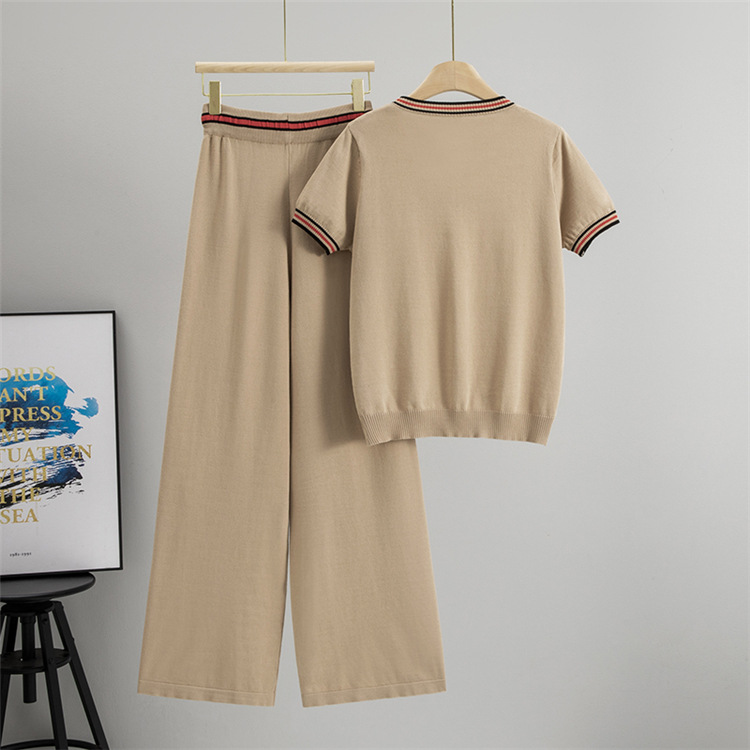 Summer wide leg pants long pants 2pcs set for women