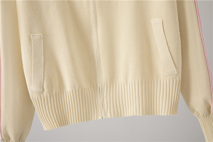 Zip sweater autumn and winter wide leg pants 2pcs set for women