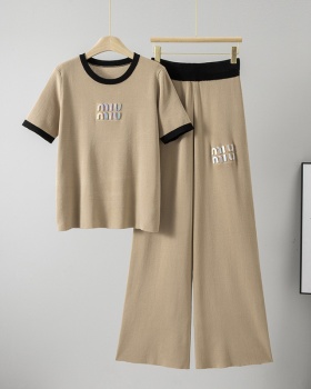 Spring and summer letters all-match long pants 2pcs set