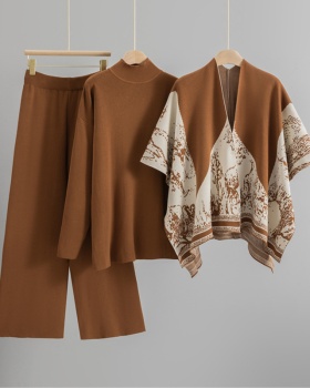 Fashion shawl Casual sweater 3pcs set for women
