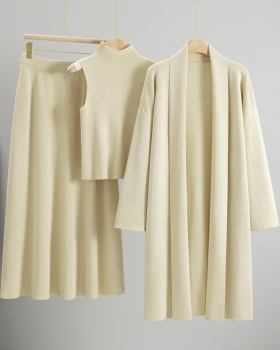Sleeveless sweater knitted skirt 3pcs set