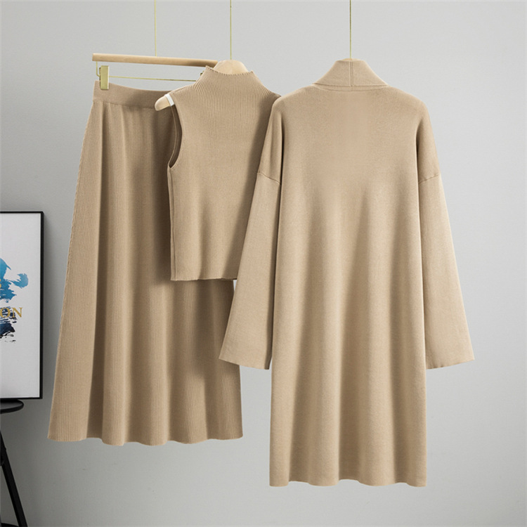 Sleeveless sweater knitted skirt 3pcs set