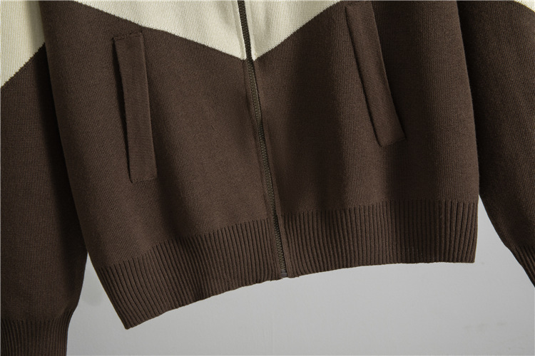 Zip wide leg pants Casual sweater 2pcs set for women