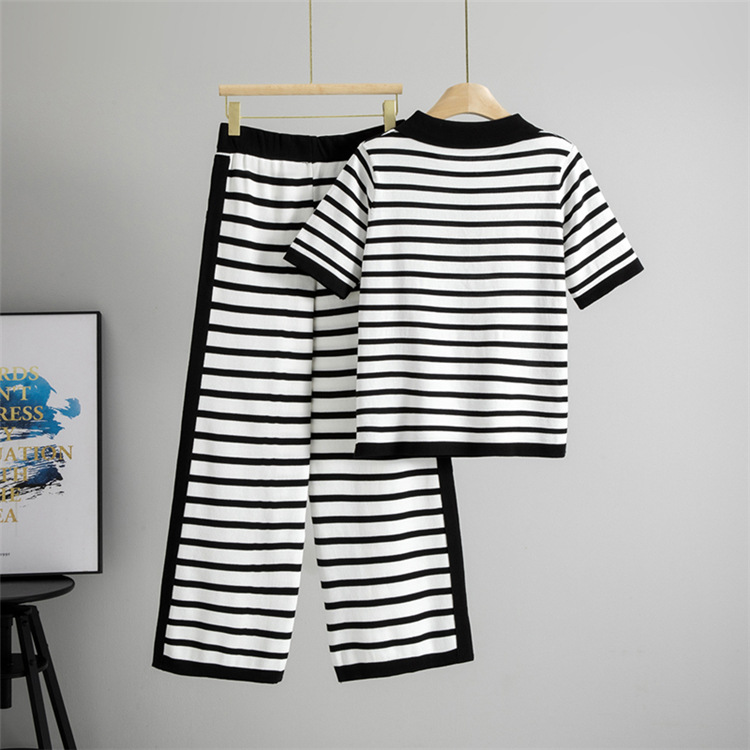 Casual loose summer fashion wide leg pants 2pcs set