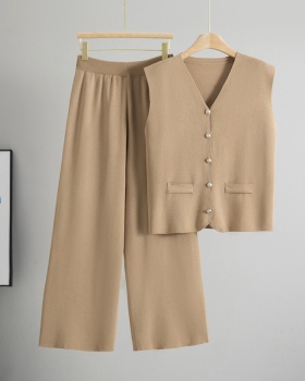 Loose cardigan summer wide leg pants 2pcs set for women