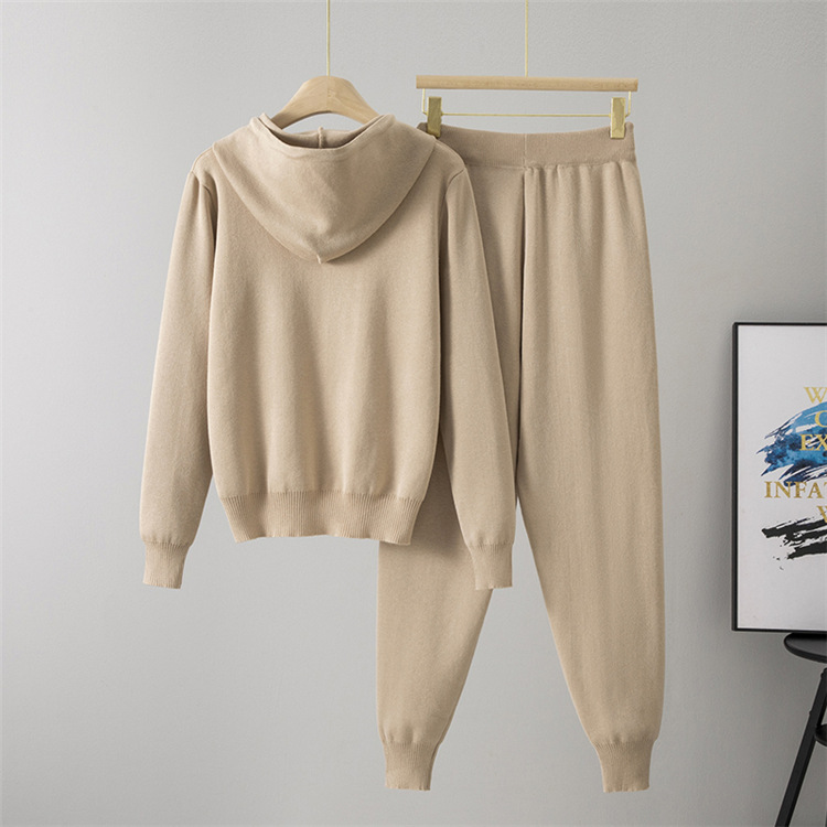 Letters tops knitted long pants 2pcs set for women
