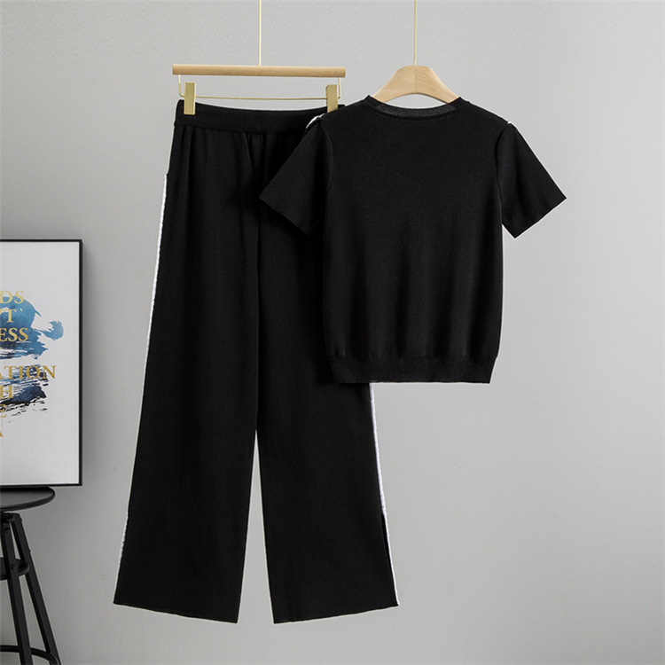 Strapless wide leg pants slim tops 2pcs set for women