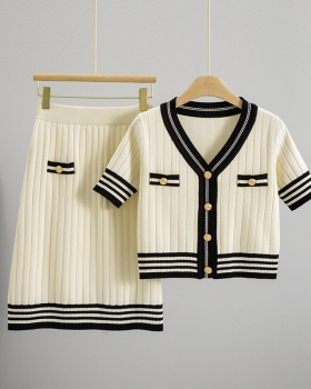Slim Casual skirt A-line cardigan 2pcs set for women