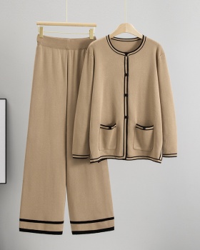 Lazy sweater autumn wide leg pants 2pcs set for women