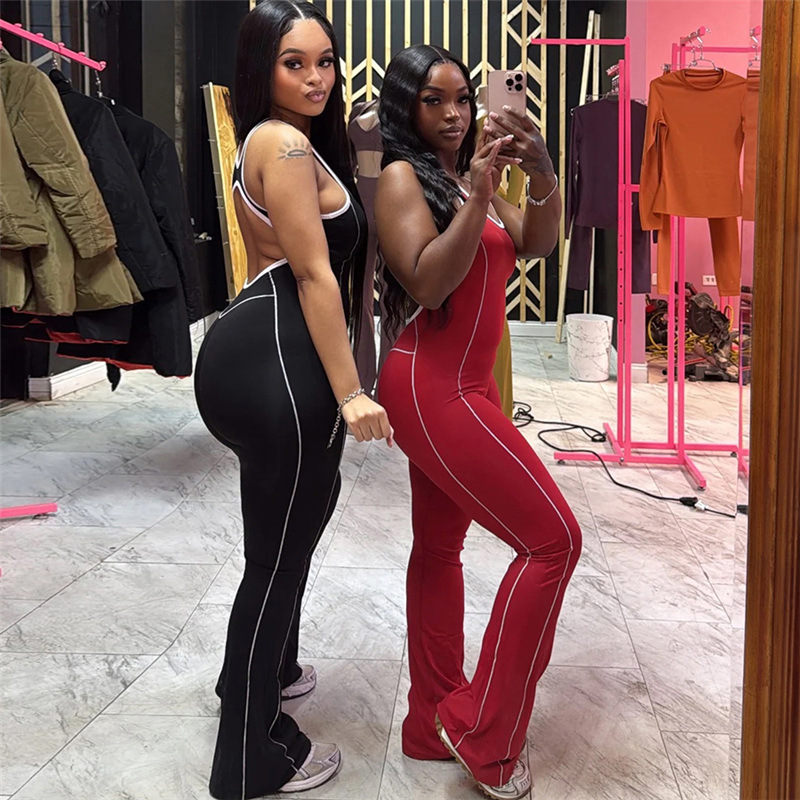 Mixed colors summer fashion slim jumpsuit for women