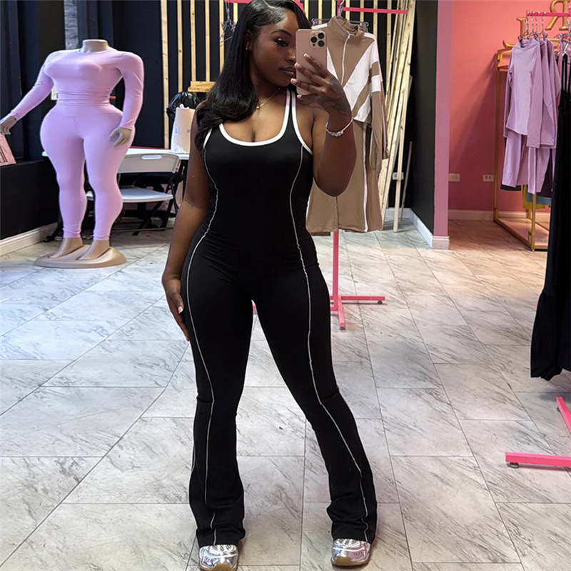 Mixed colors summer fashion slim jumpsuit for women