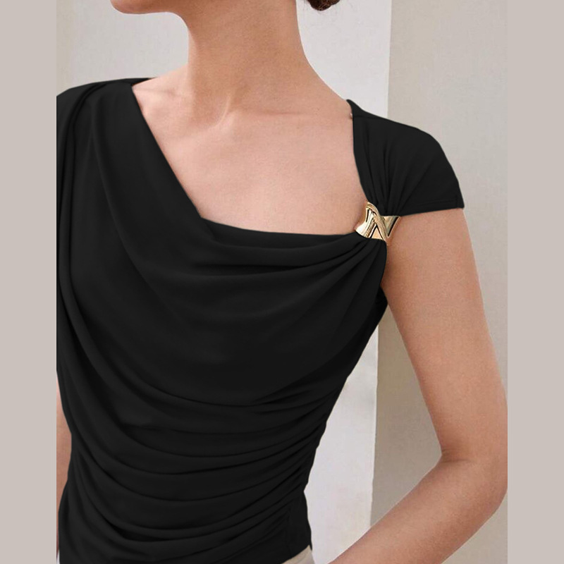 Pinched waist summer simple slim sleeveless tops for women