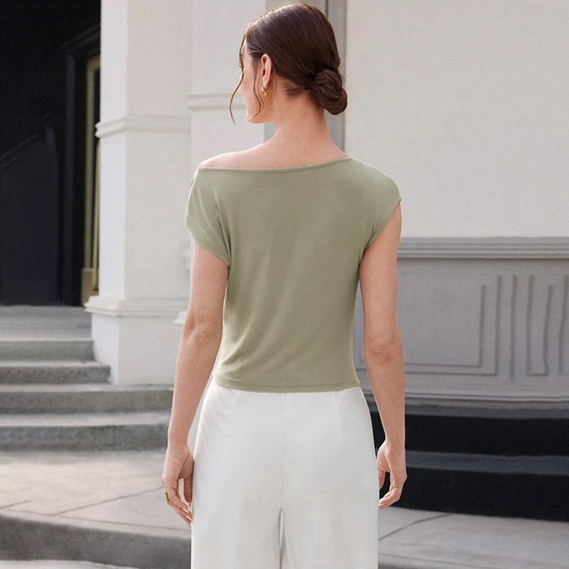 Pinched waist summer simple slim sleeveless tops for women