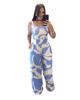 Casual sling tops printing pants 2pcs set for women