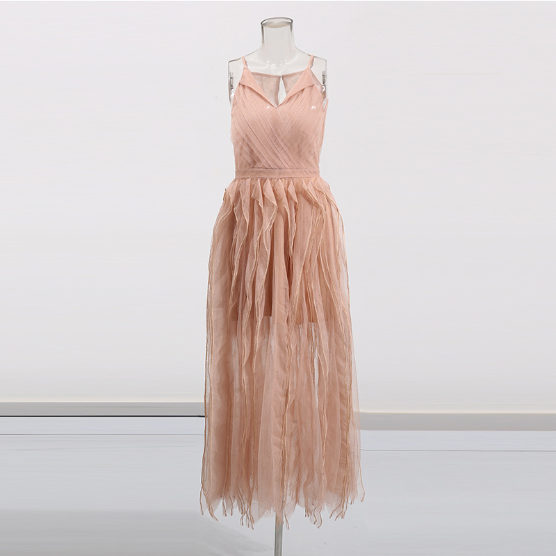 Sling sandy beach long dress halter dress for women