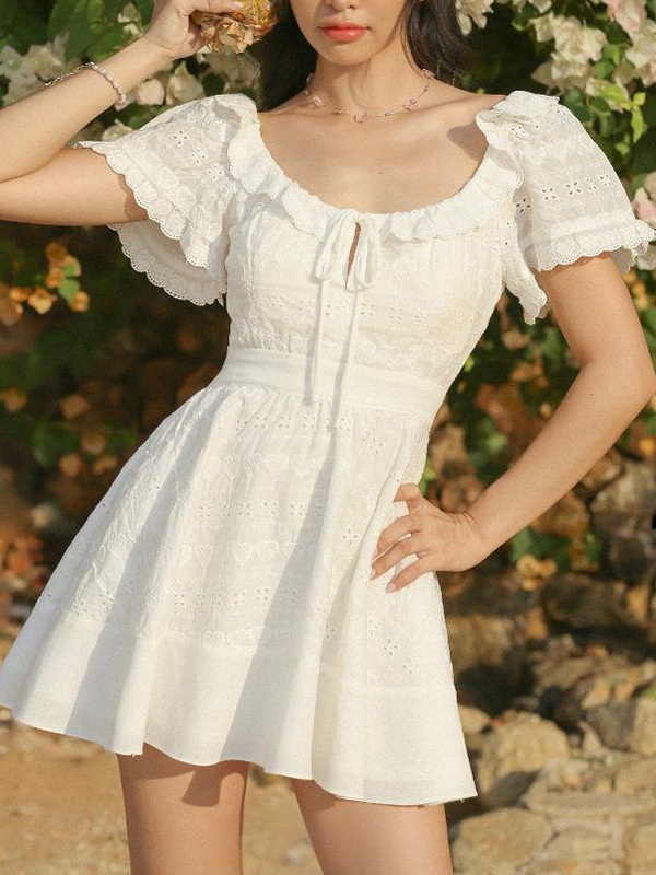 Slim summer dress high waist pastoral style) T-back