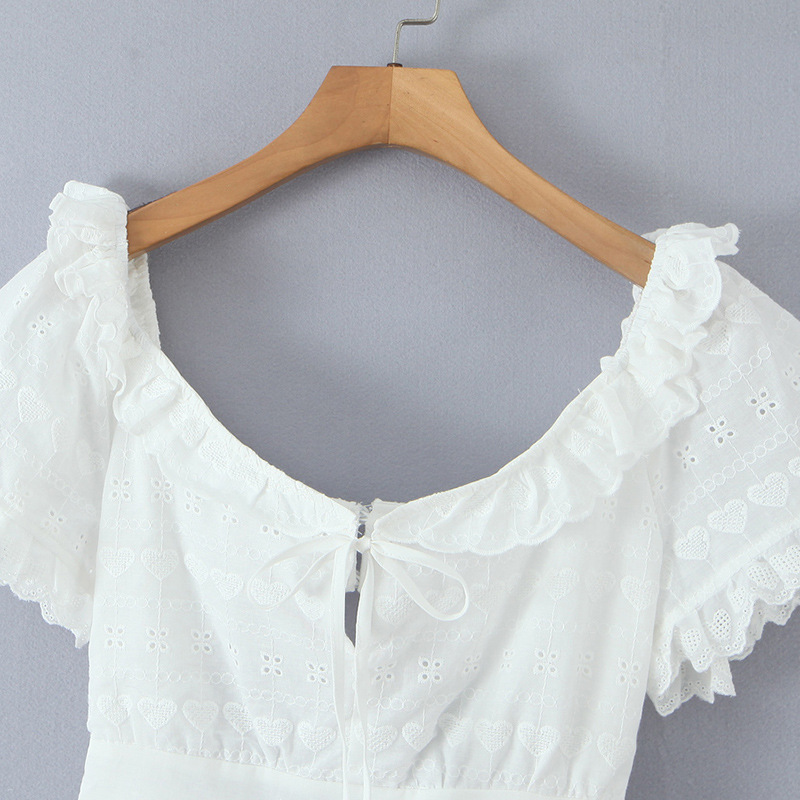 Slim summer dress high waist pastoral style) T-back